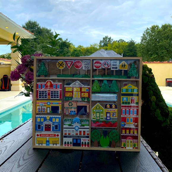 Melissa & Doug Toys Melissa Doug Wooden Town Play Set With Storage